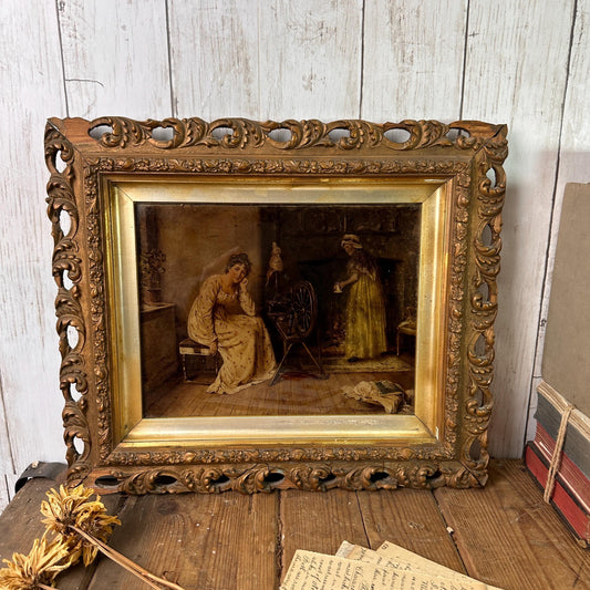 Original Victorian Crystoleum Painting When Lubin is Away by George Goodwin Kilburne, Gesso