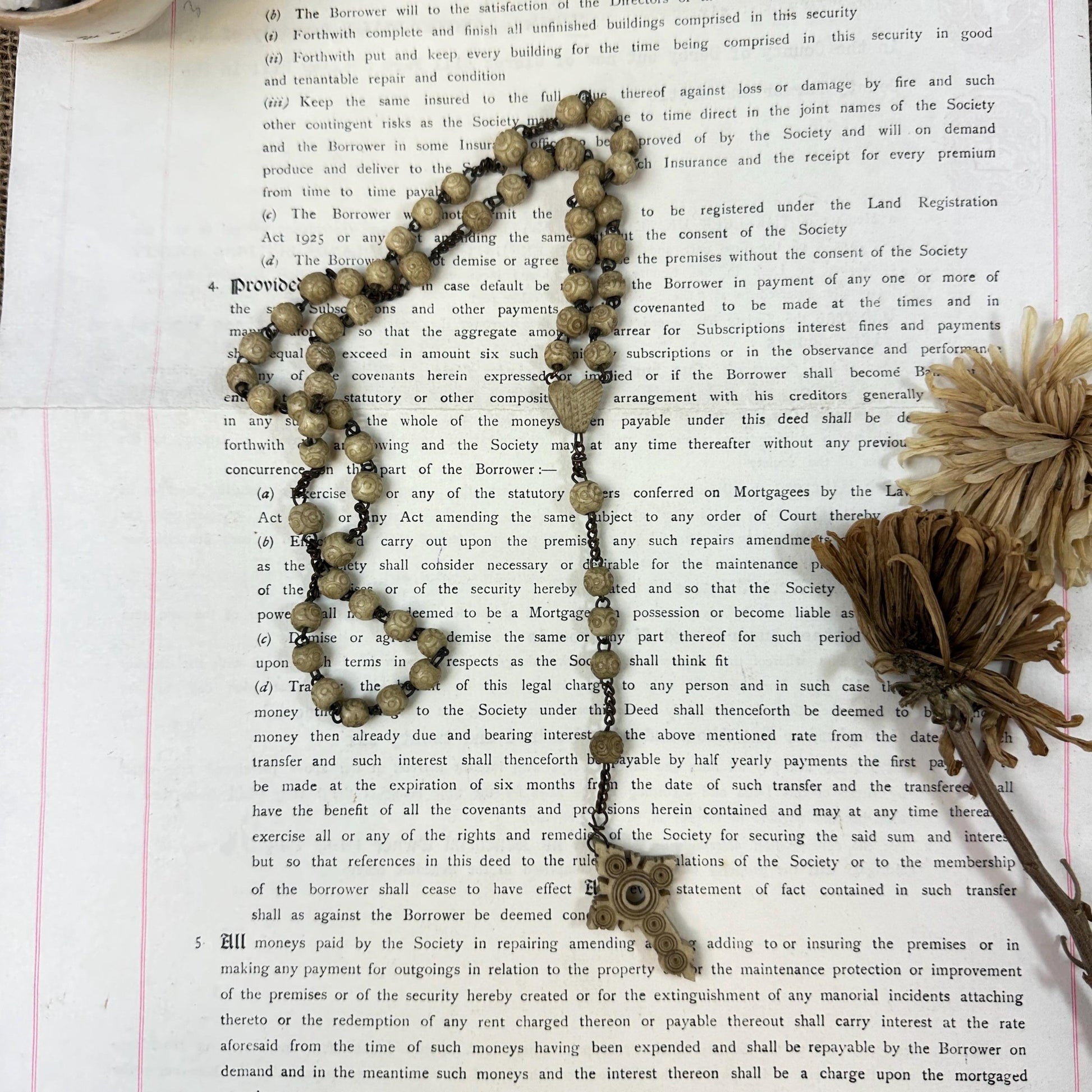 Vintage Stone Beaded Rosary Beads Rosary Necklace Crucifix