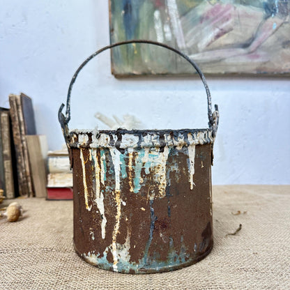 Vintage Paint Kettle Pot, Planter Storage Pot