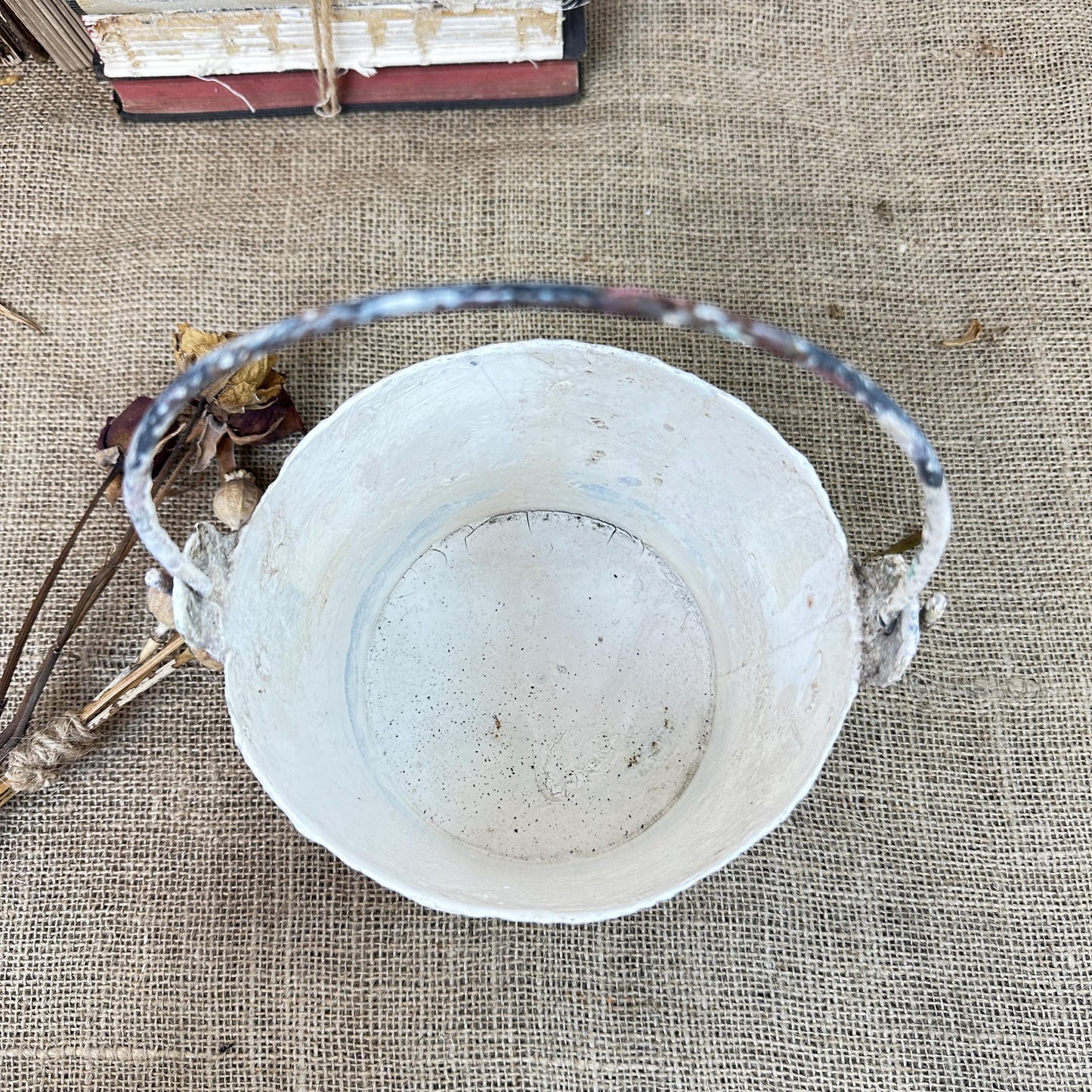 Vintage Paint Kettle Pot, Planter Storage Pot