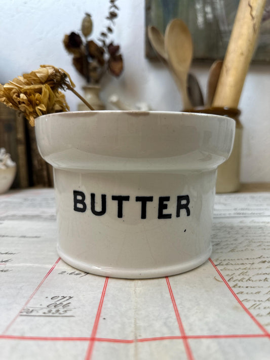 White Ironstone Edwardian Butter Dish, Pot, Planter