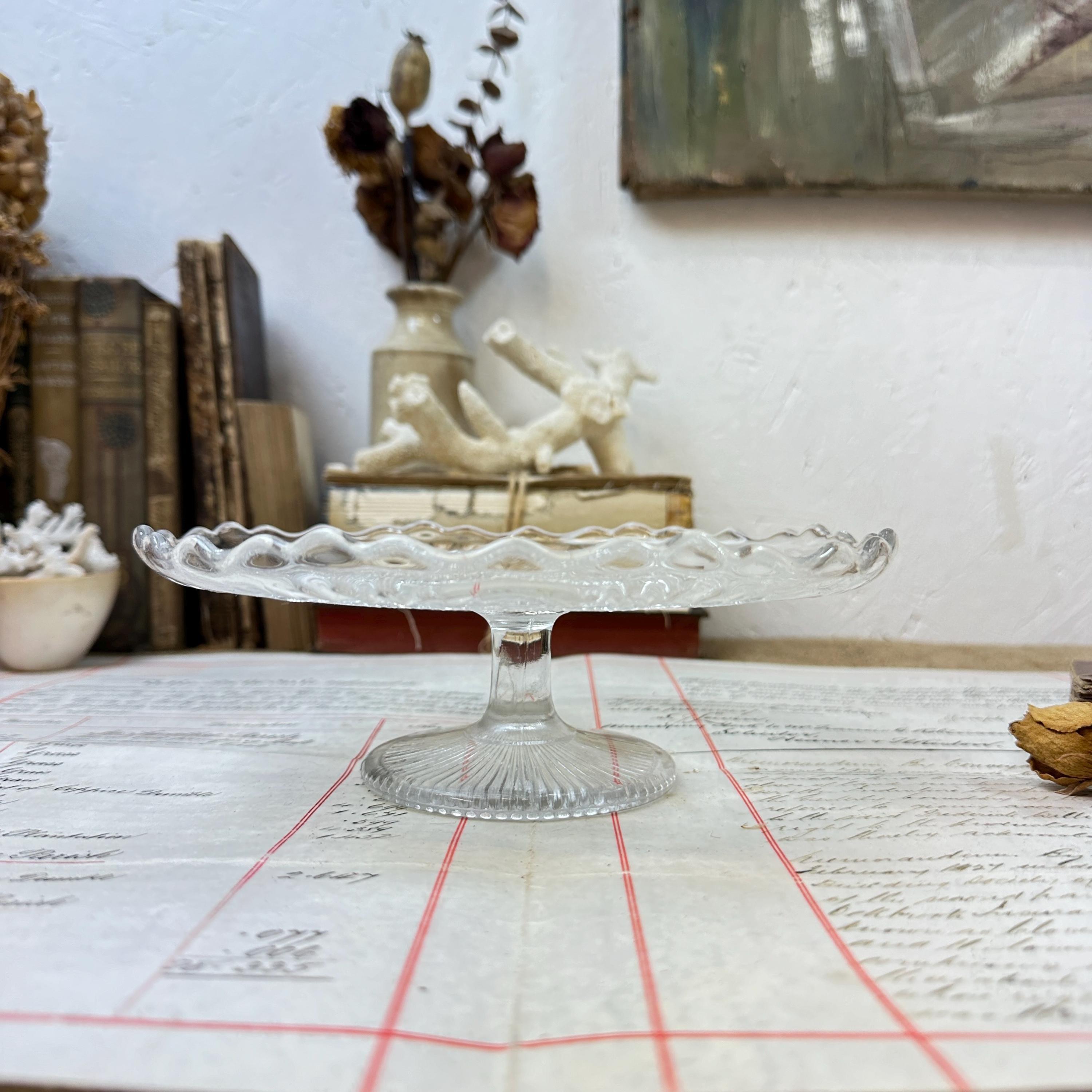 Pressed glass cake stand hotsell