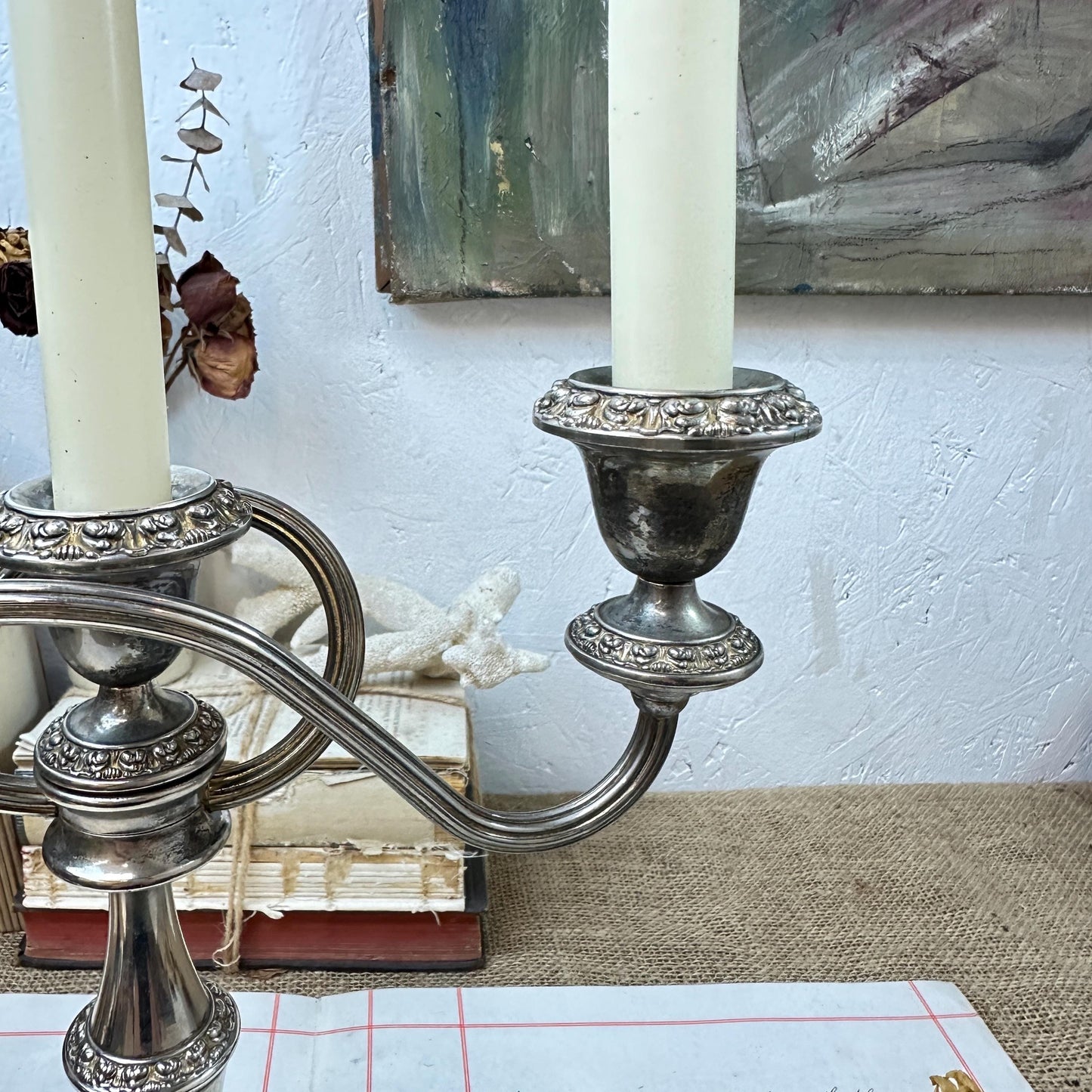 Beautiful Silver Plated Triple Candelabra Candle Stick