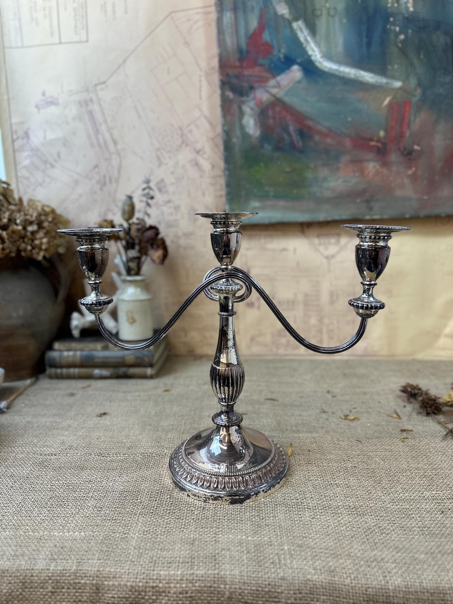 Beautiful Viners Silver Plated Triple Candelabra Candle Stick