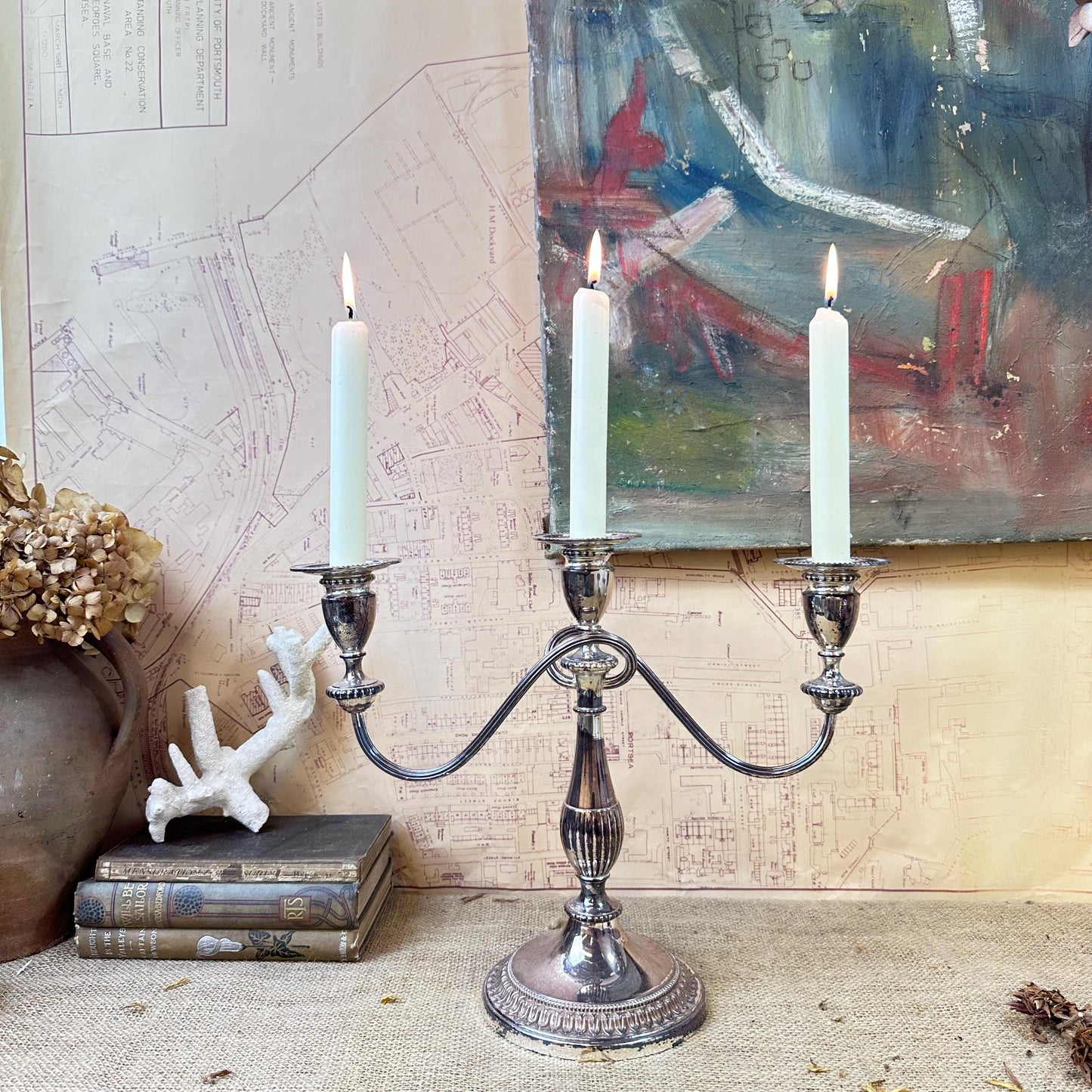 Beautiful Viners Silver Plated Triple Candelabra Candle Stick