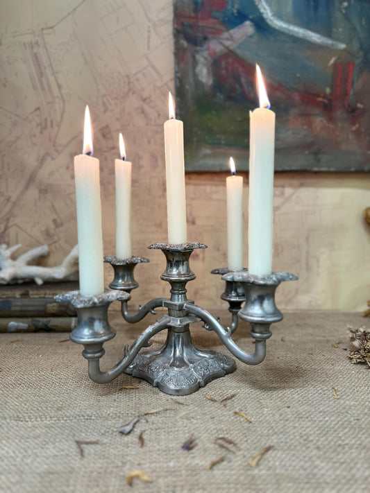 Beautiful Silver Plated Candelabra Candle Stick Hexagonal