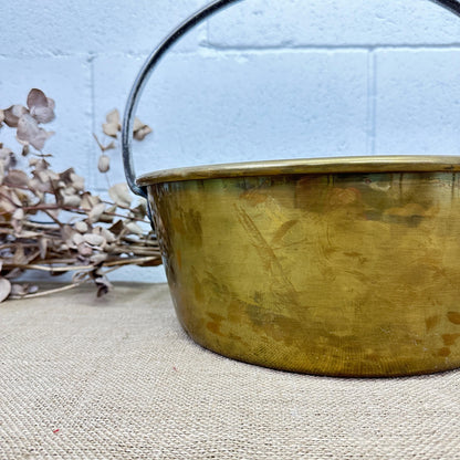 Antique Brass Jam Pan, Preserve Pot, Heavy Cooking Pot with Bracket