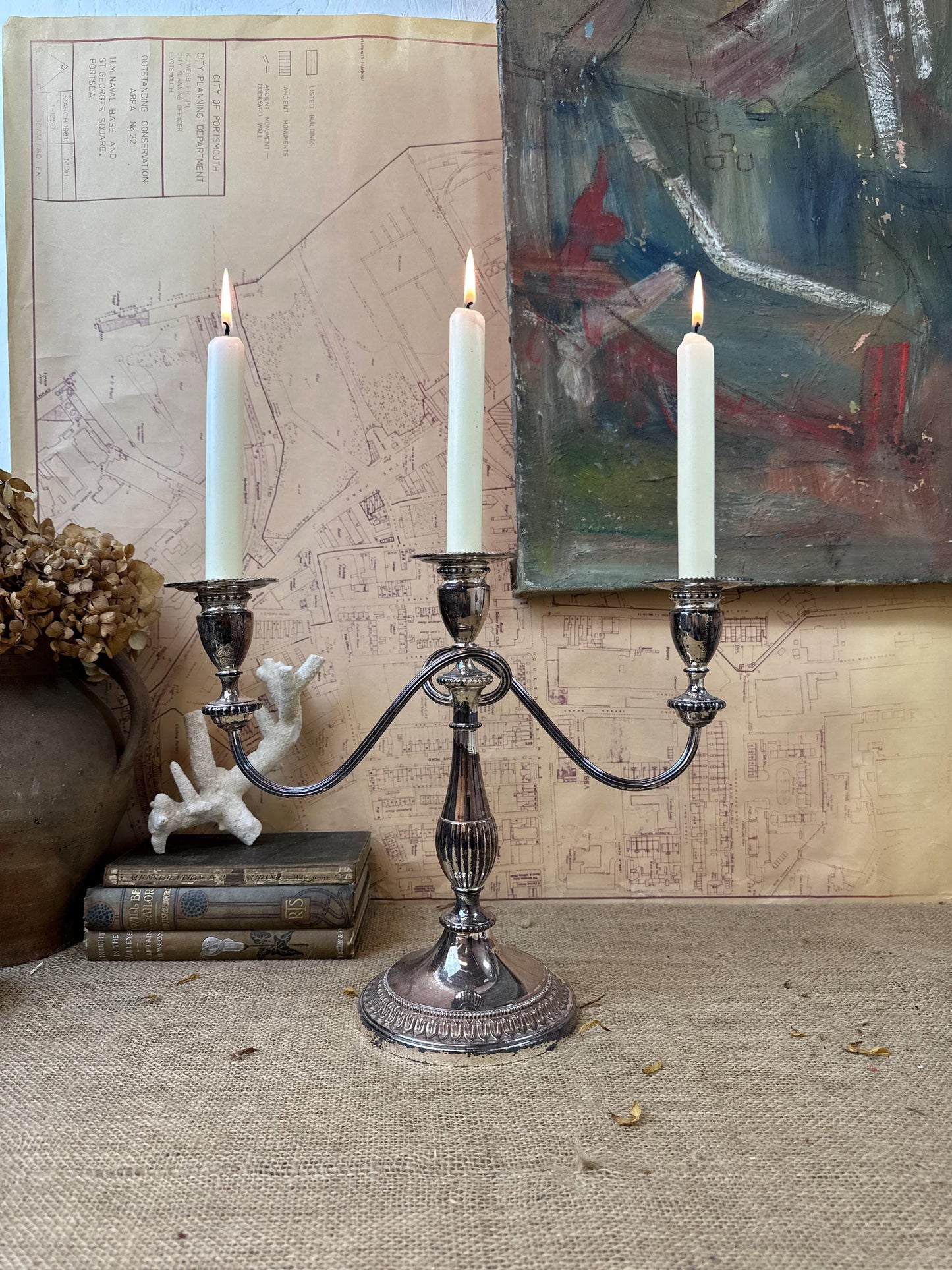 Beautiful Viners Silver Plated Triple Candelabra Candle Stick