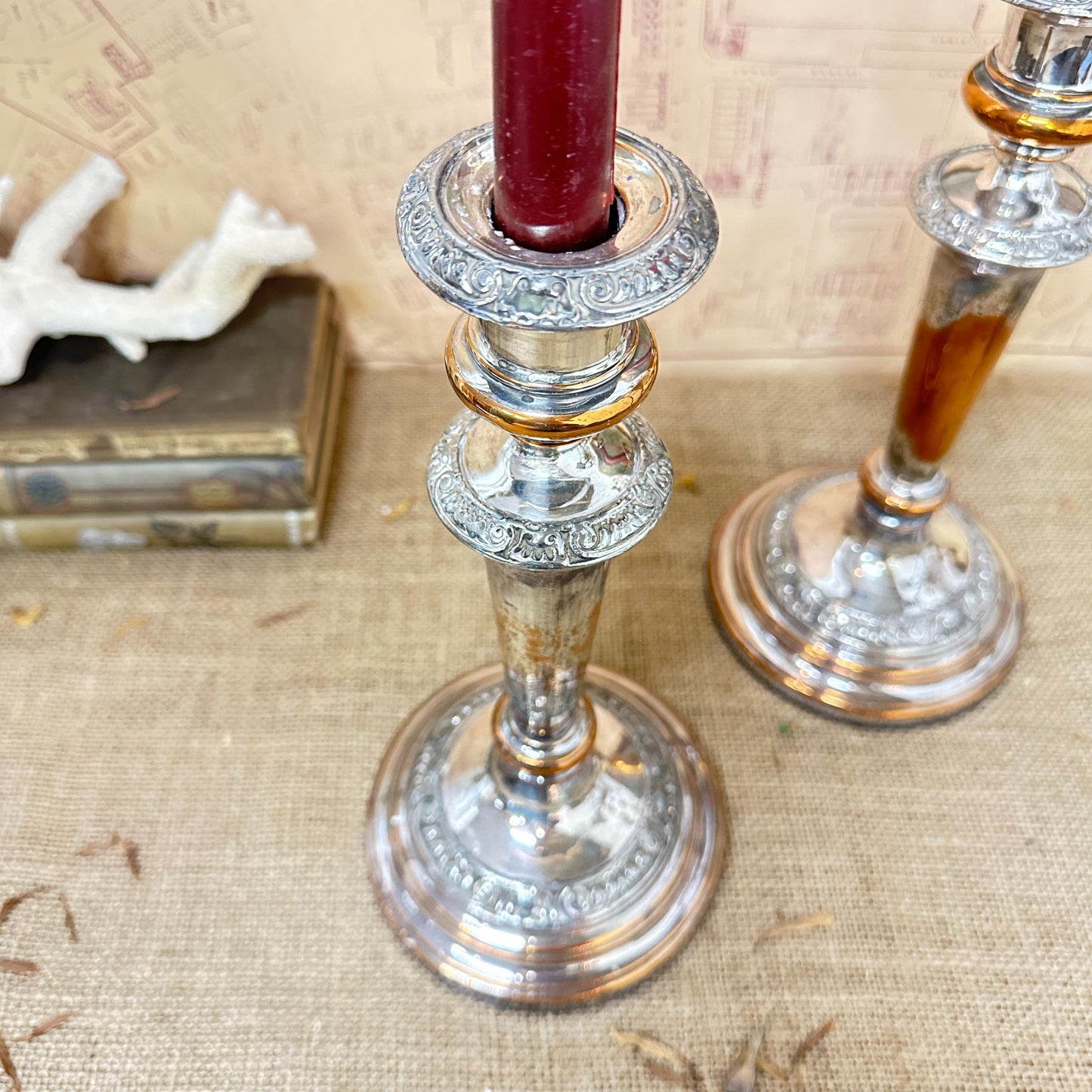 Beautiful Pair of Large Heavy Silver Plated Candlesticks