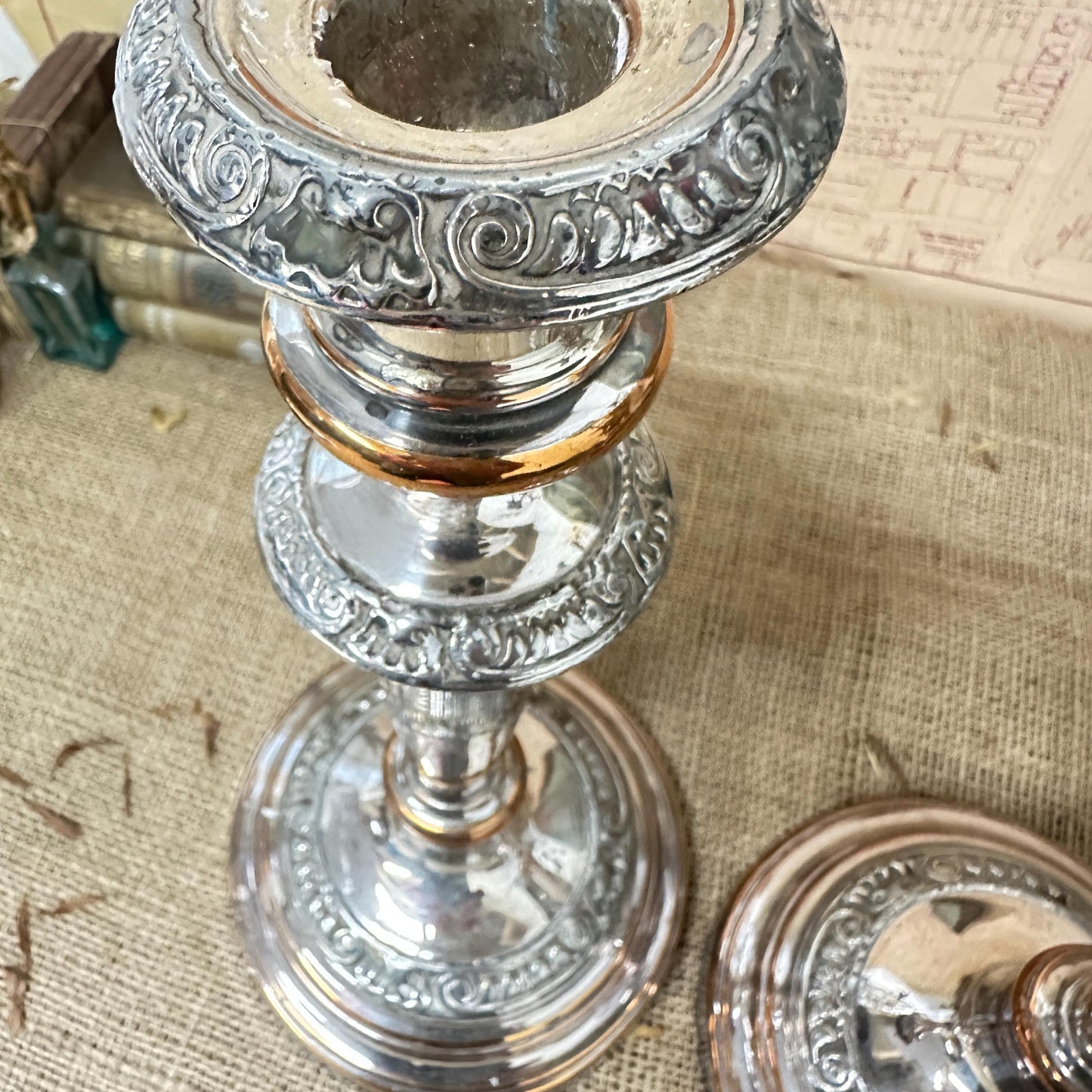 Beautiful Pair of Large Heavy Silver Plated Candlesticks