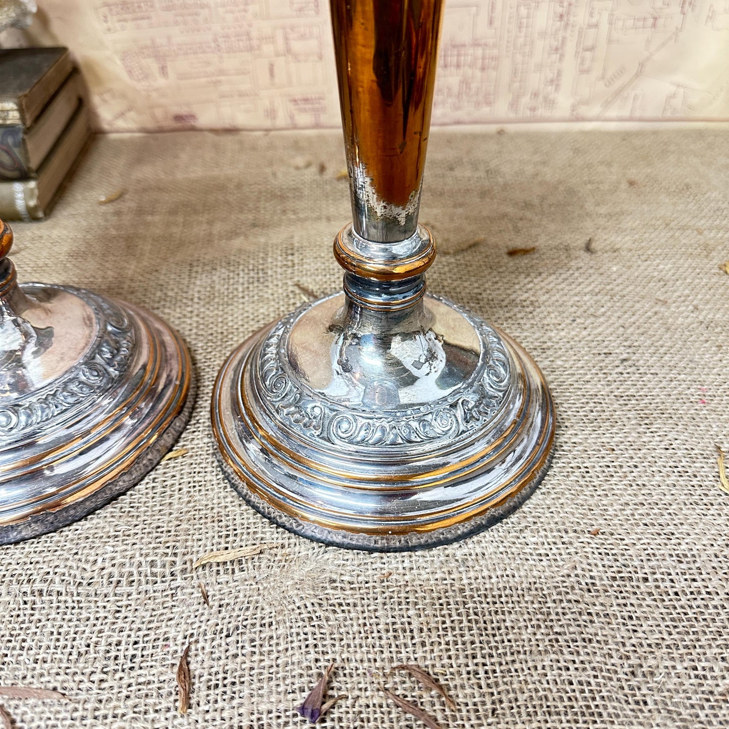 Beautiful Pair of Large Heavy Silver Plated Candlesticks