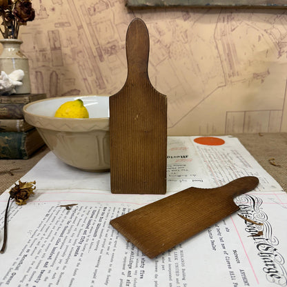 Vintage Pair of Wooden Gnocchi Paddles Butter Pats