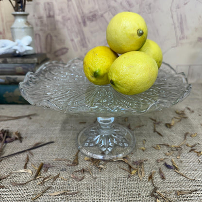 Large Vintage Pressed Glass Cake Stand