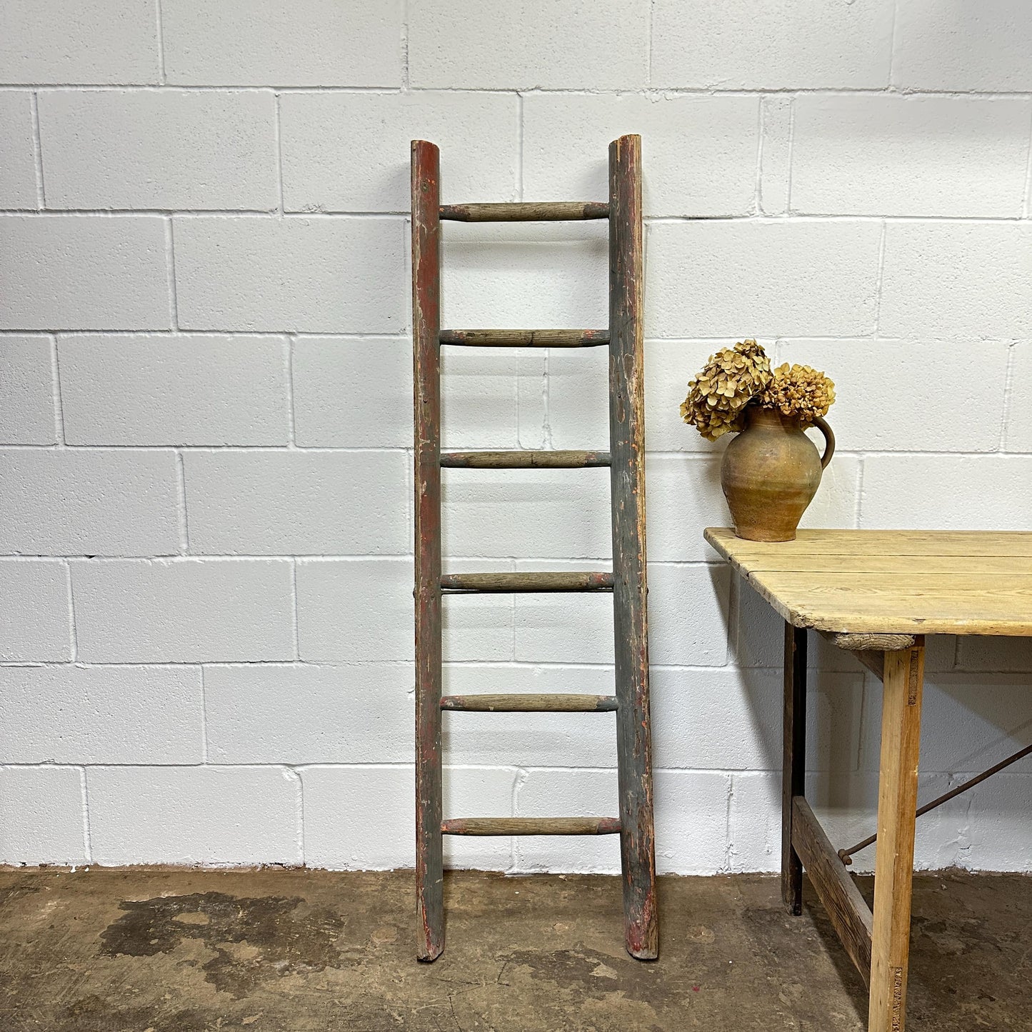 Vintage Wooden Painted Ladder, Towel Rail