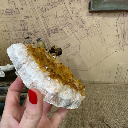 Vintage Yellow Citrine Quartz Crystal Cluster Specimen Curiosity