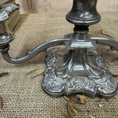 Vintage Silver Plated Triple Candelabra, Candle Sticks