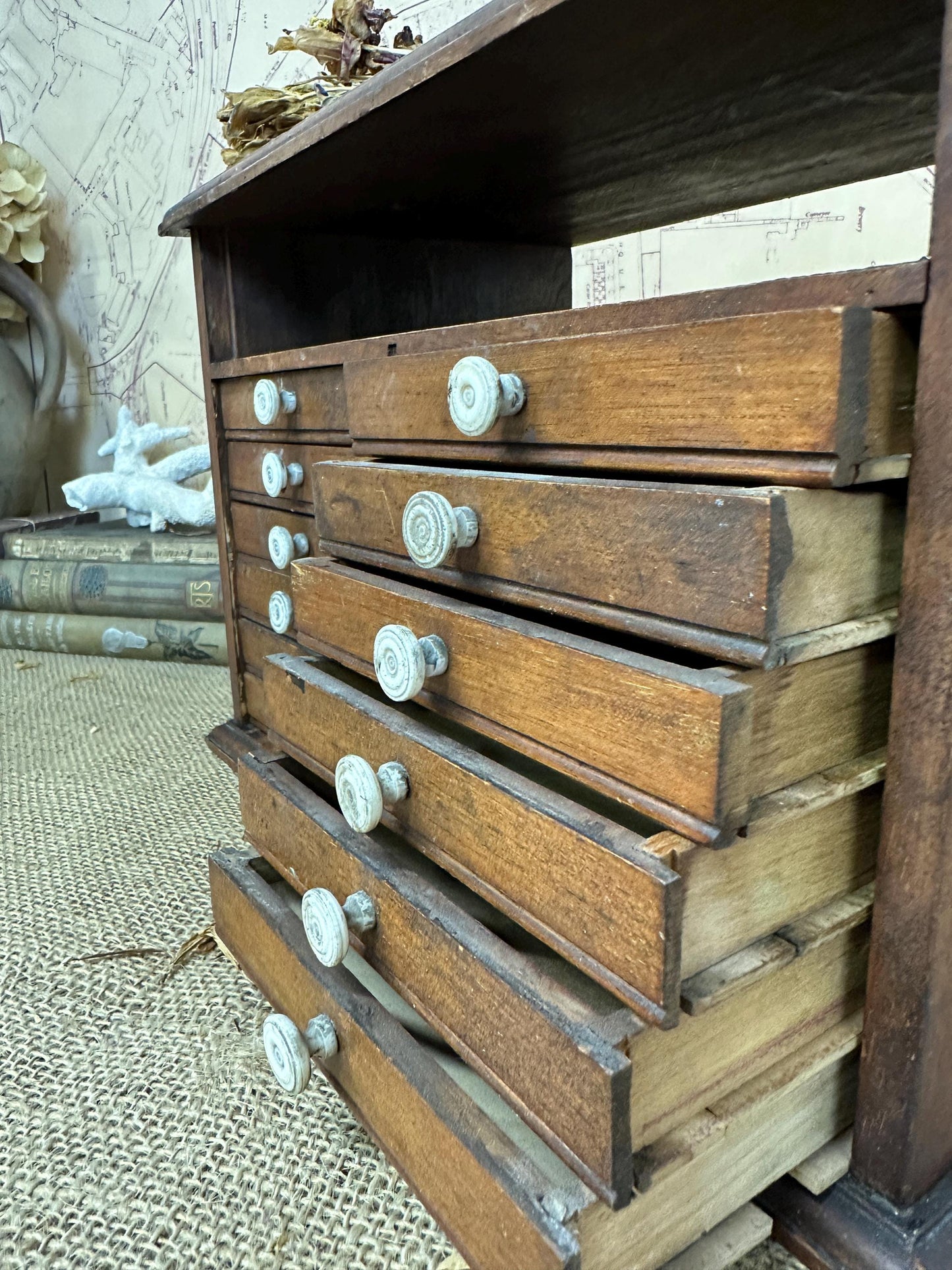 Tiny Wooden Small Chest of Drawers, Specimen Jewellery Chest