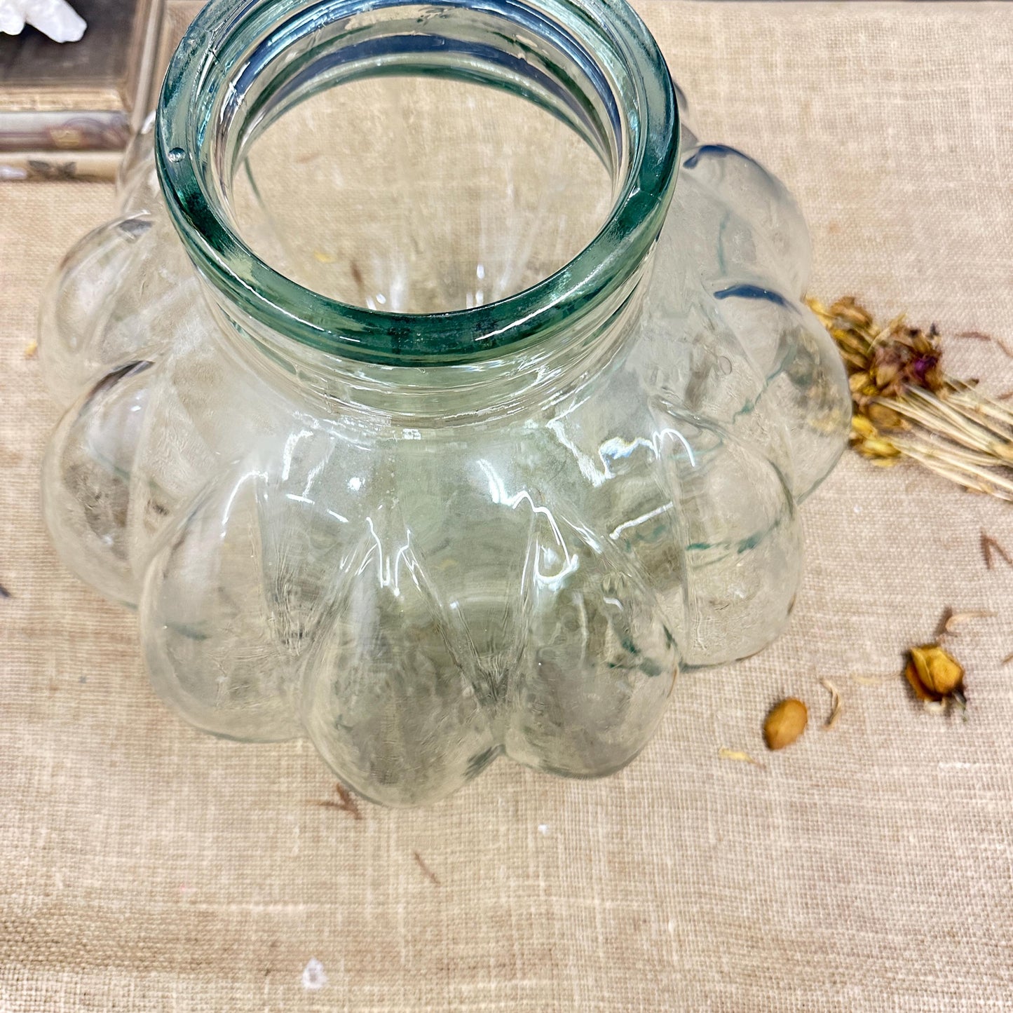 Large Mid Century Clear Bottle Pumpkin Shaped Carboy Demijohn Dame Jeanne