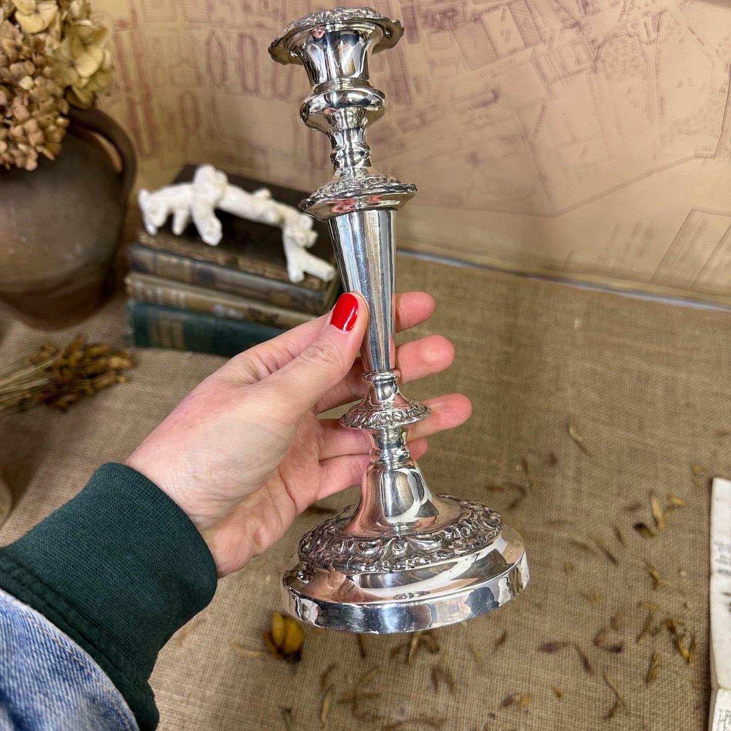 Beautiful Antique Silver Plated Candlestick