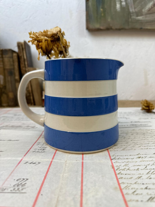 Blue & White Cornish Ware TG Green Stripped Large Jug