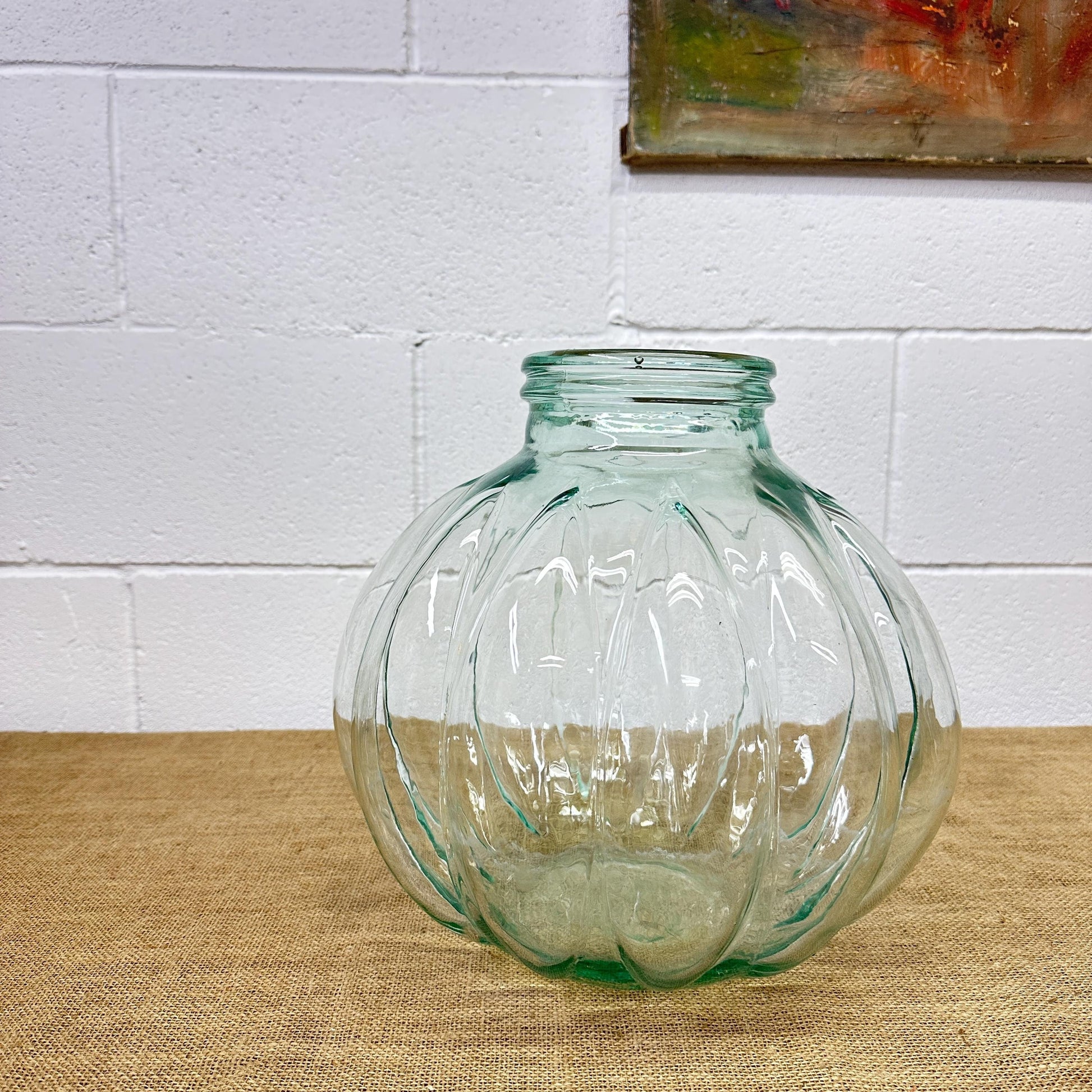 Large Mid Century Clear Bottle Pumpkin Shaped Carboy Demijohn Dame Jeanne