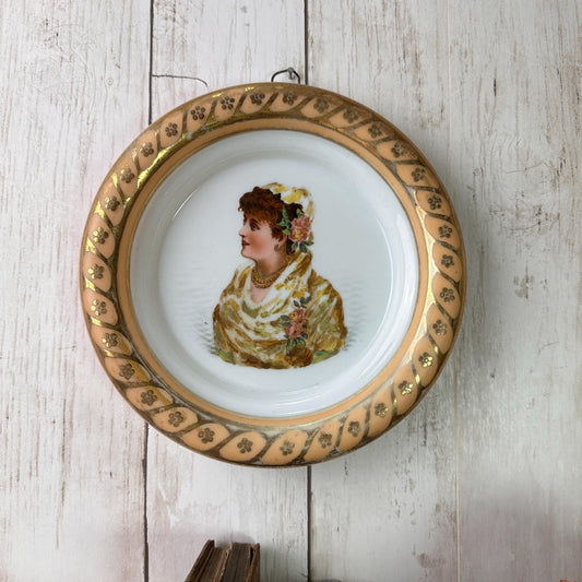 Antique Glass Dish with Austrian Ladies Portrait