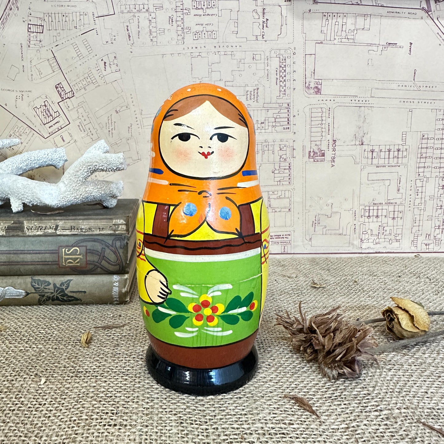 Vintage Wooden Matryoshka Russian Stacking Dolls, Nesting Dolls