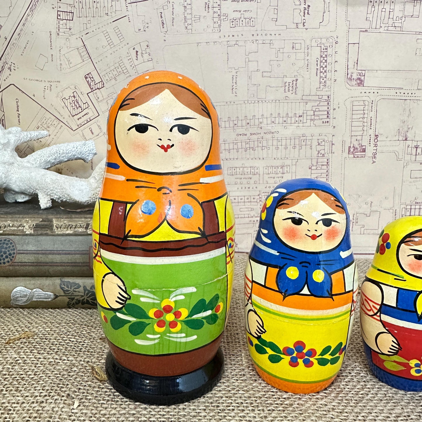 Vintage Wooden Matryoshka Russian Stacking Dolls, Nesting Dolls