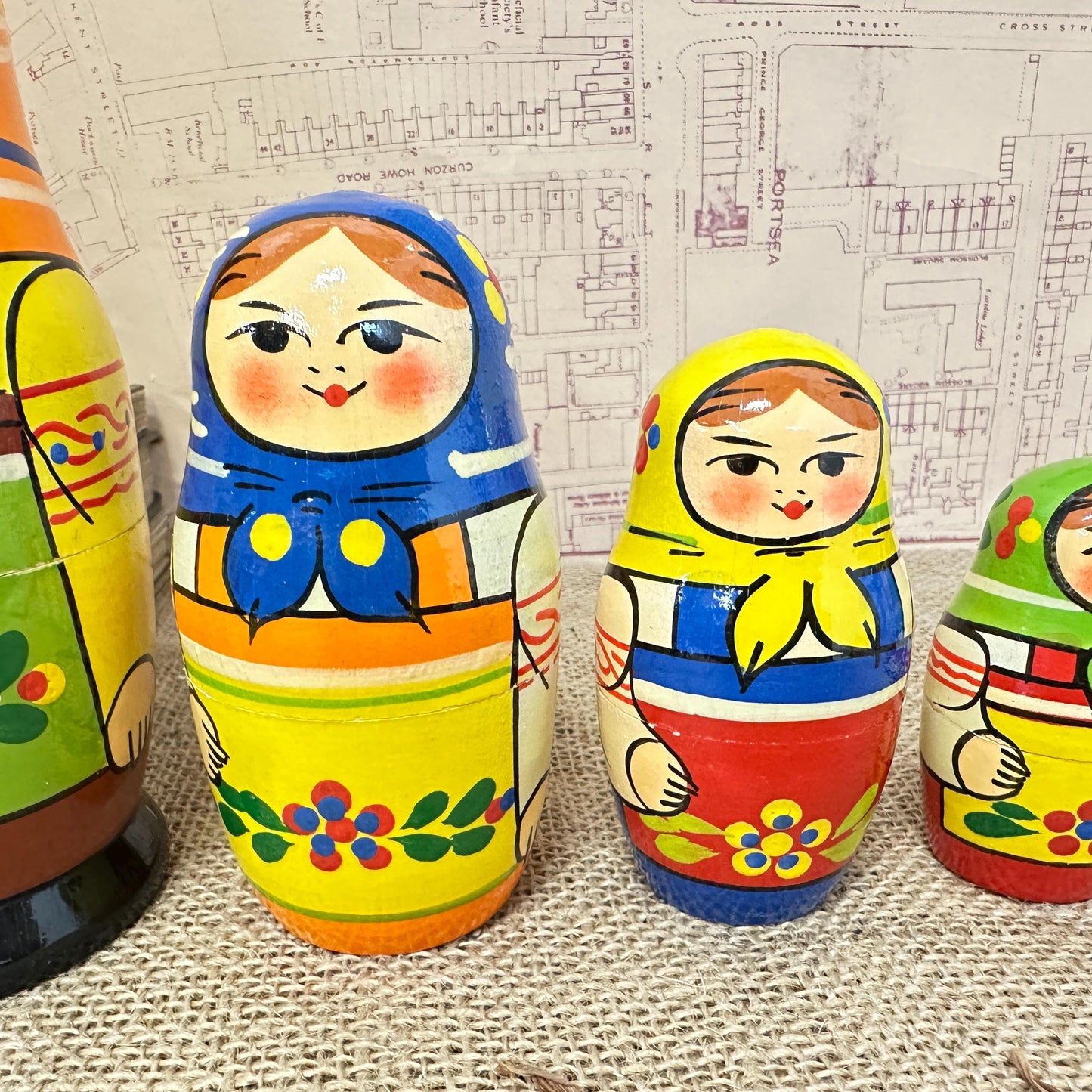 Vintage Wooden Matryoshka Russian Stacking Dolls, Nesting Dolls