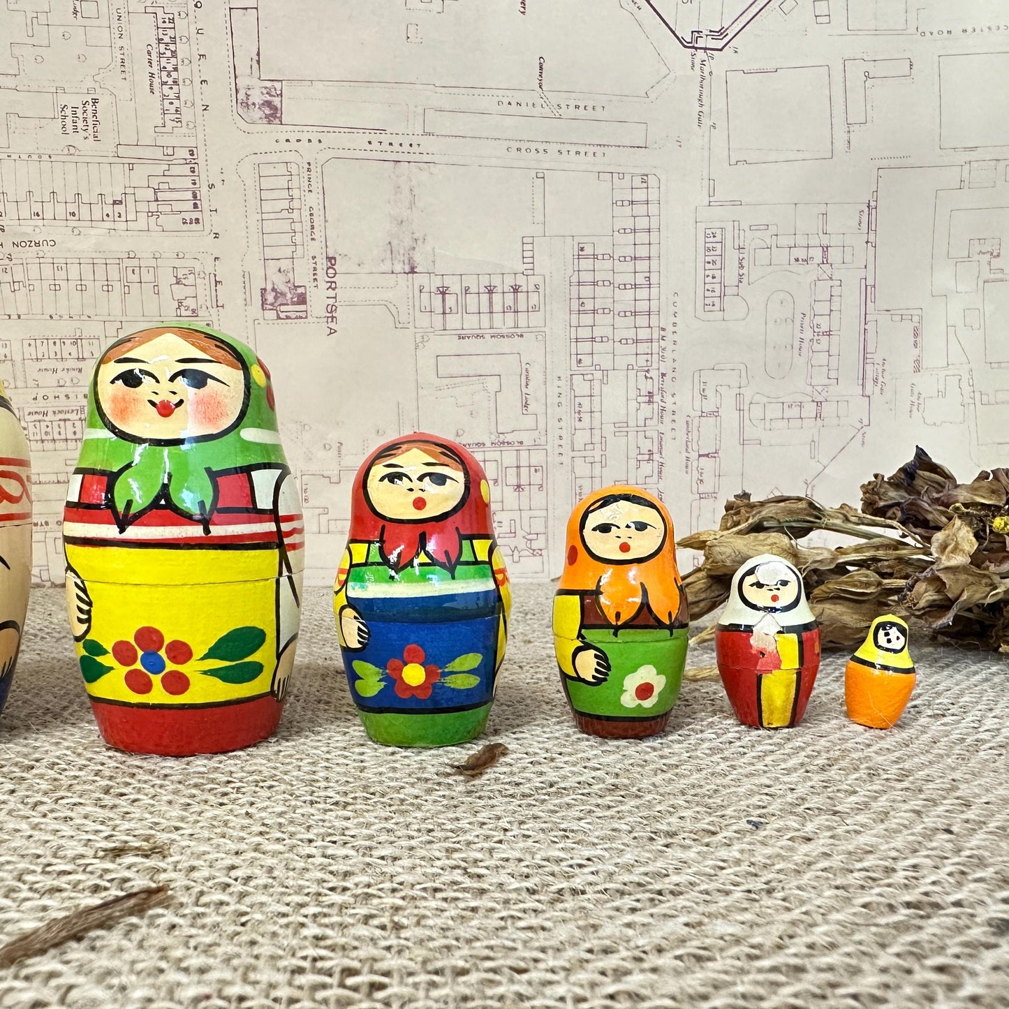 Vintage Wooden Matryoshka Russian Stacking Dolls, Nesting Dolls