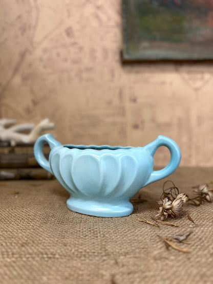 Small Blue Fluted Mantle Vase