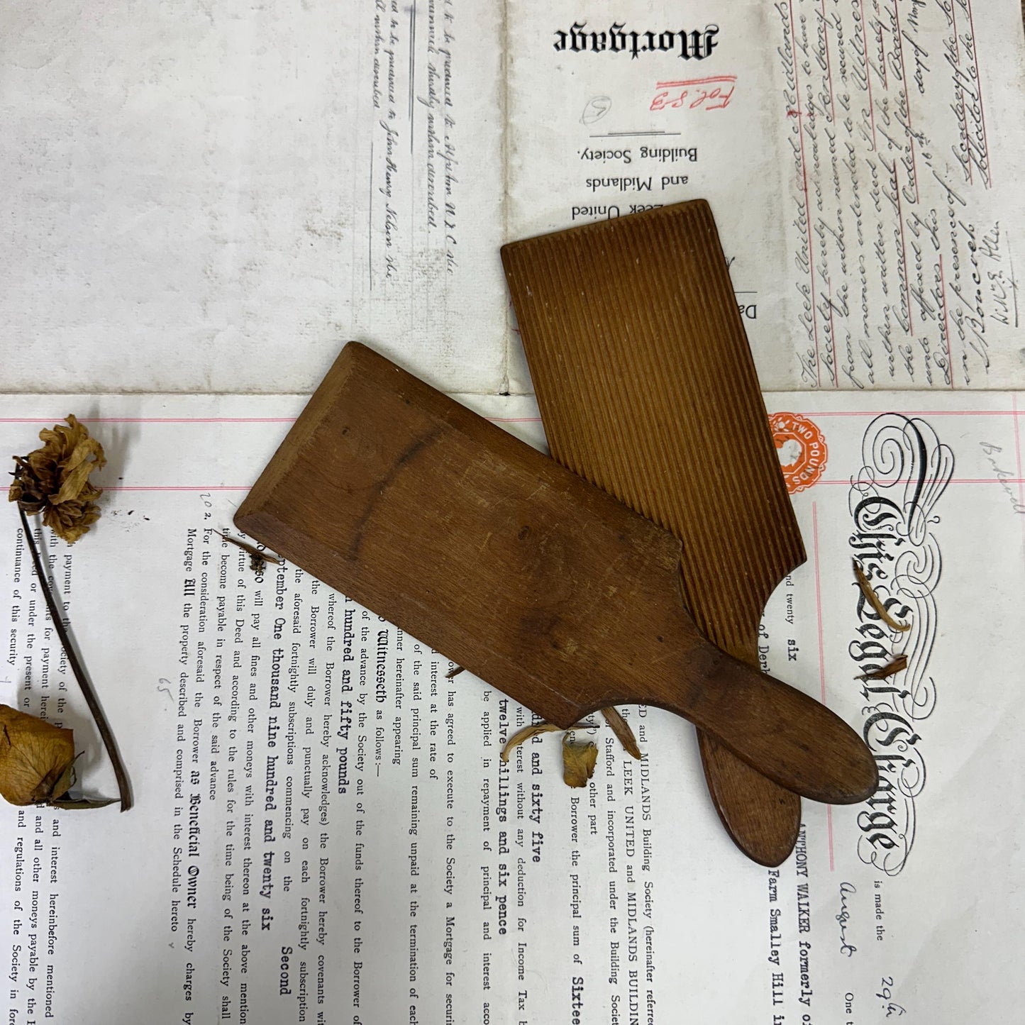 Vintage Pair of Wooden Gnocchi Paddles Butter Pats