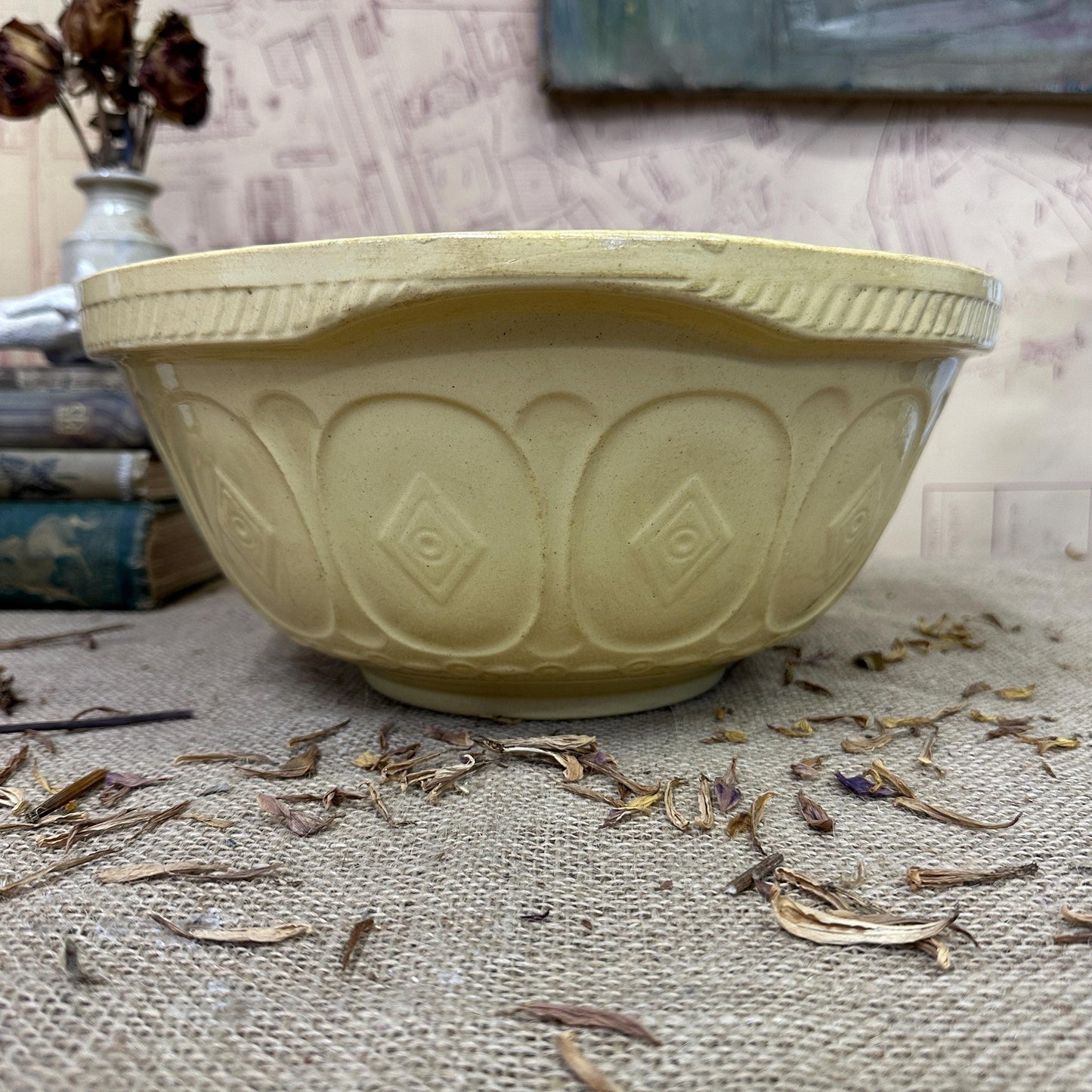 Rustic Large Stoneware Mixing Bowl - TG Green