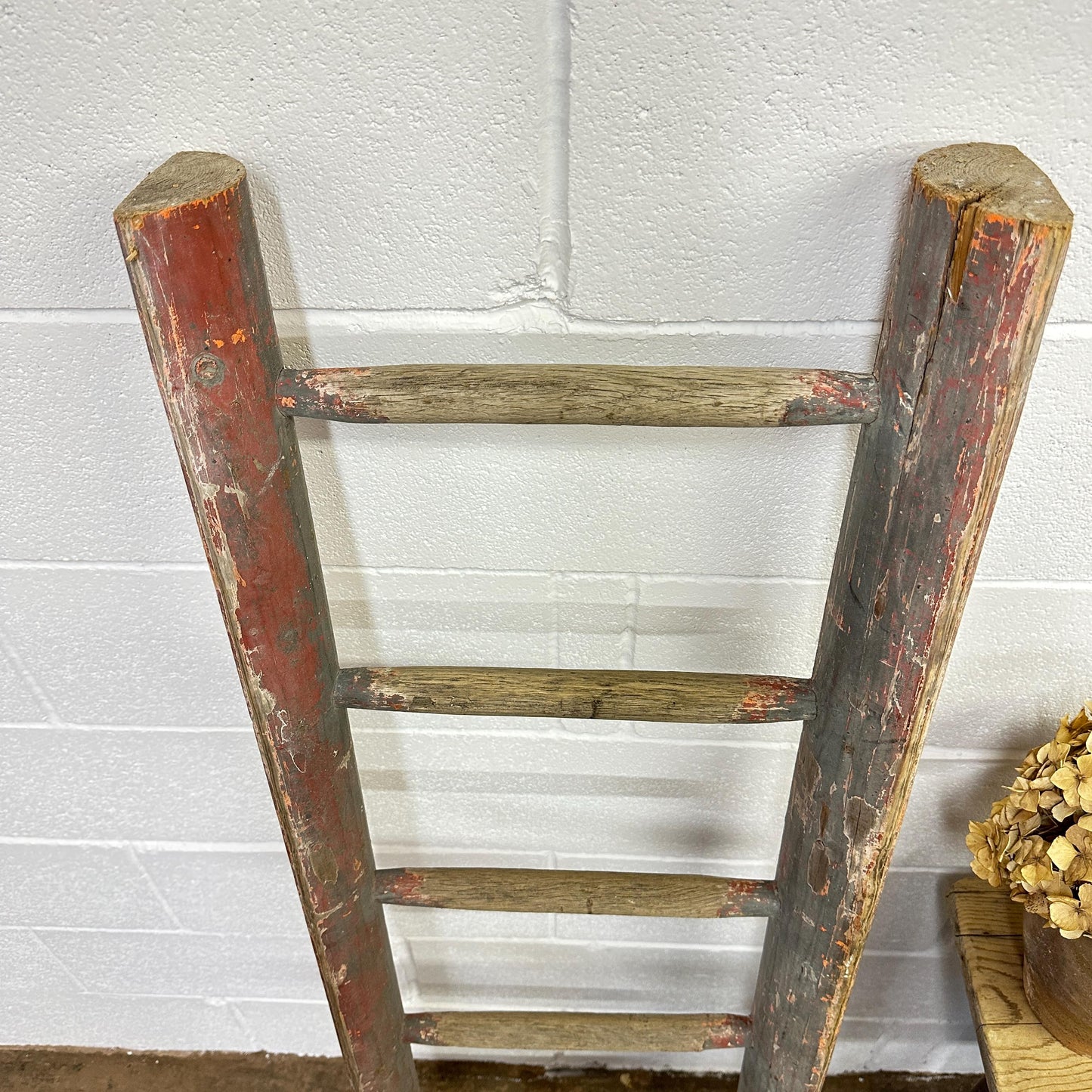 Vintage Wooden Painted Ladder, Towel Rail