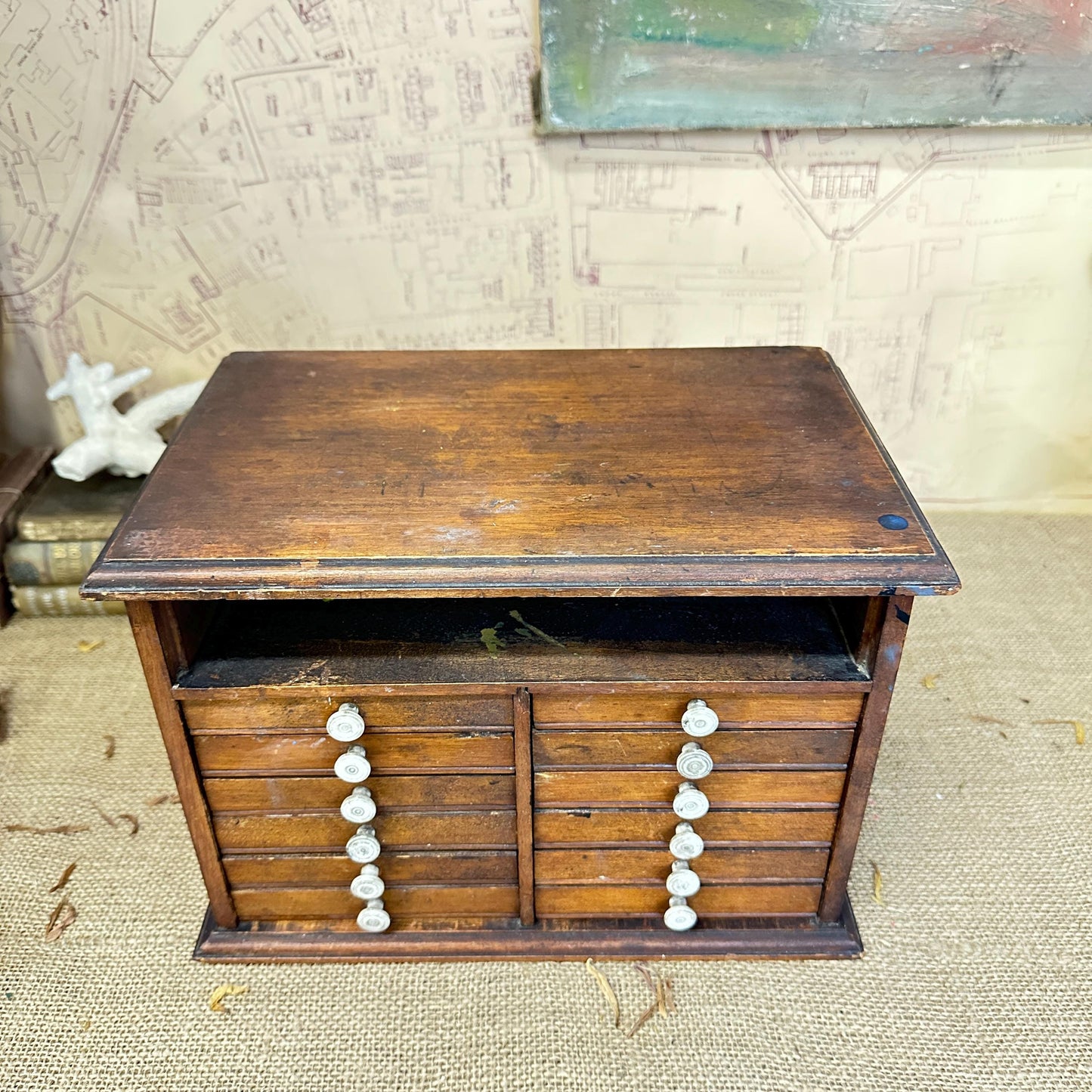 Tiny Wooden Small Chest of Drawers, Specimen Jewellery Chest