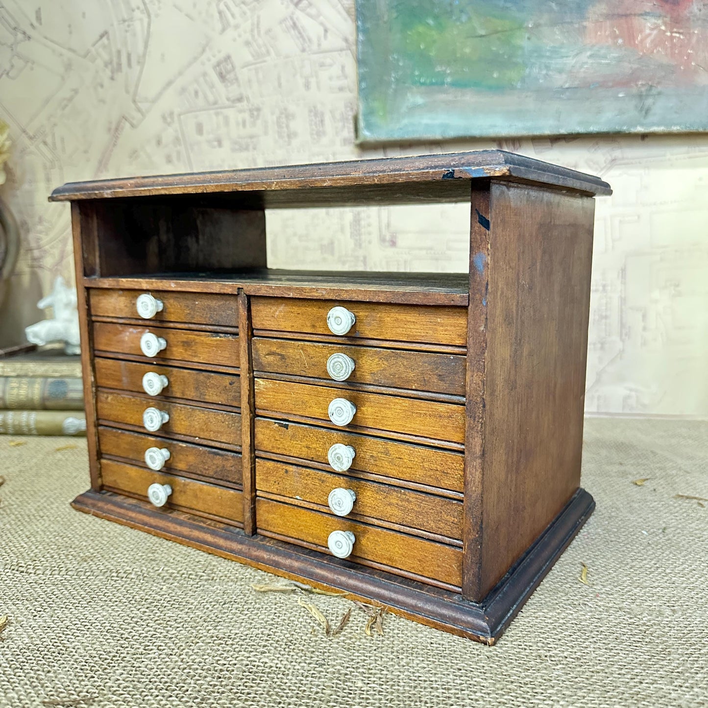 Tiny Wooden Small Chest of Drawers, Specimen Jewellery Chest