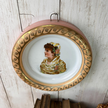 Antique Glass Dish with Austrian Ladies Portrait