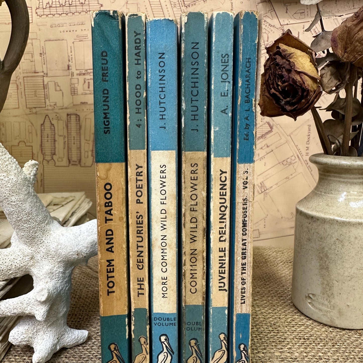 Stack of Vintage Blue Pelican books 2 Available