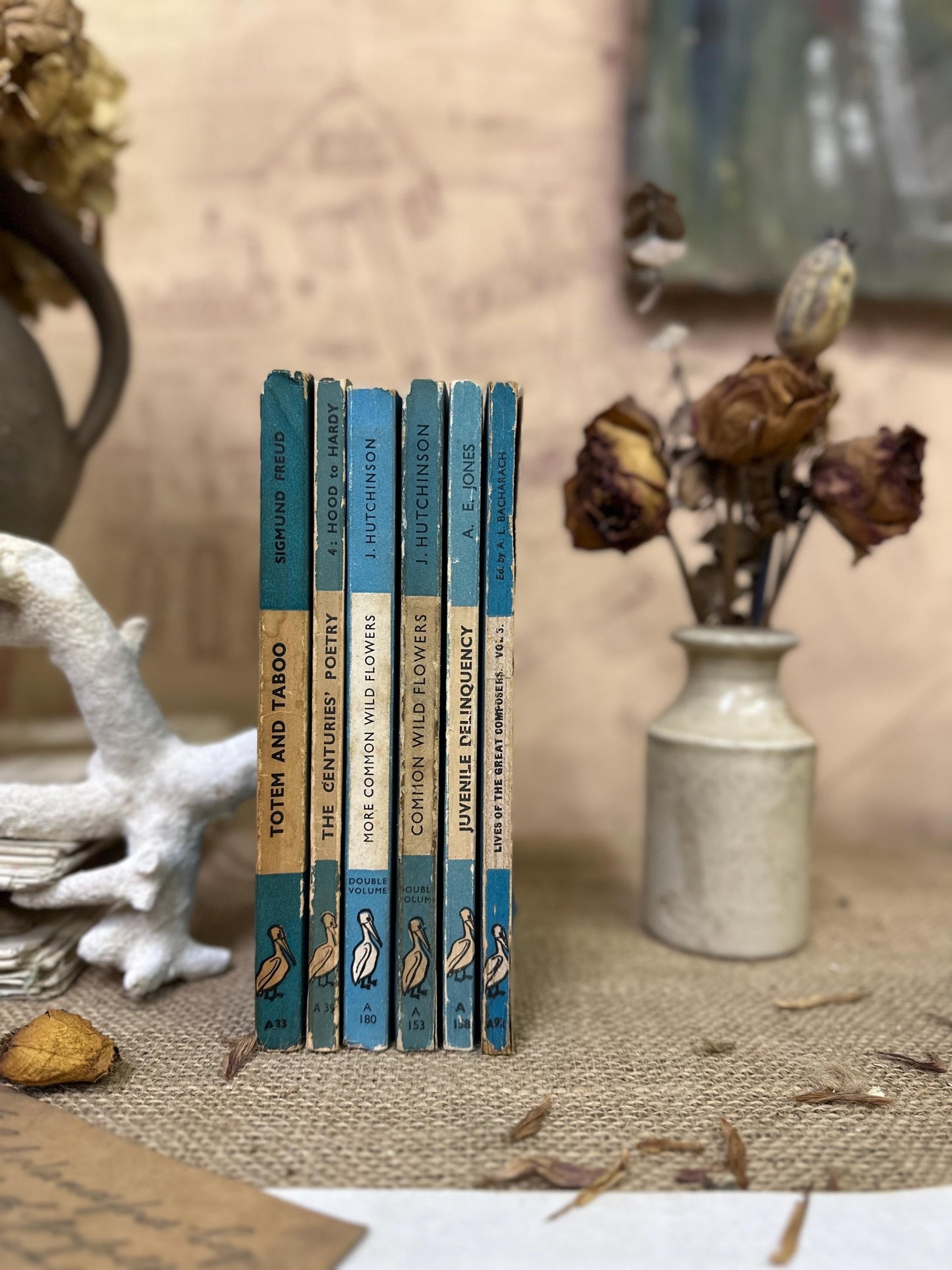 Stack of Vintage Blue Pelican books 2 Available