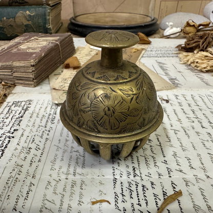 Mid Century Small Zodiac Elephant Brass Bell. Claw Bell