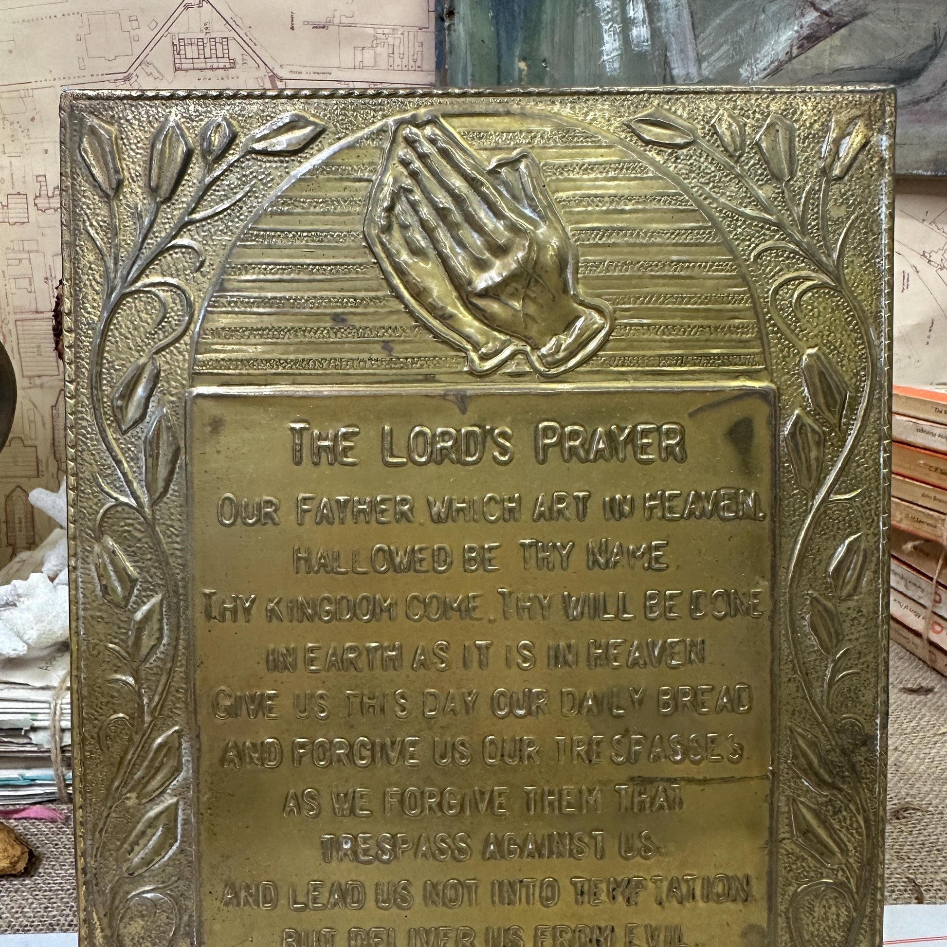 Brass Embossed &#39;The Lords Prayer&#39; Hanging Picture, Wall Art